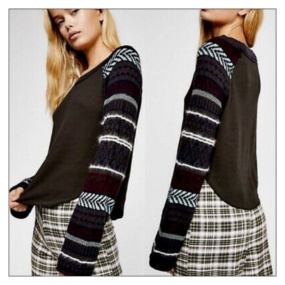 Free People Washed Black Fairground Thermal Top - Picture 2 of 3